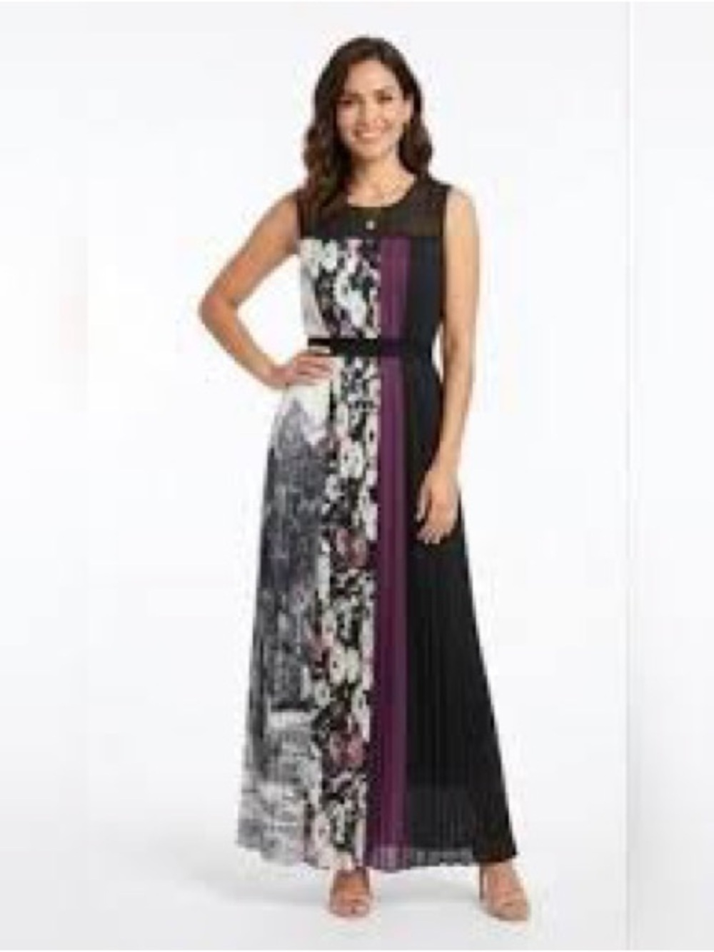 BCBGMaxAzria BCBG Panel Maxi Dress Blocked Sleeveless Event Gown Women's Sz XXS